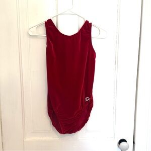 Red Sleeveless velvet GK Elite Leotard